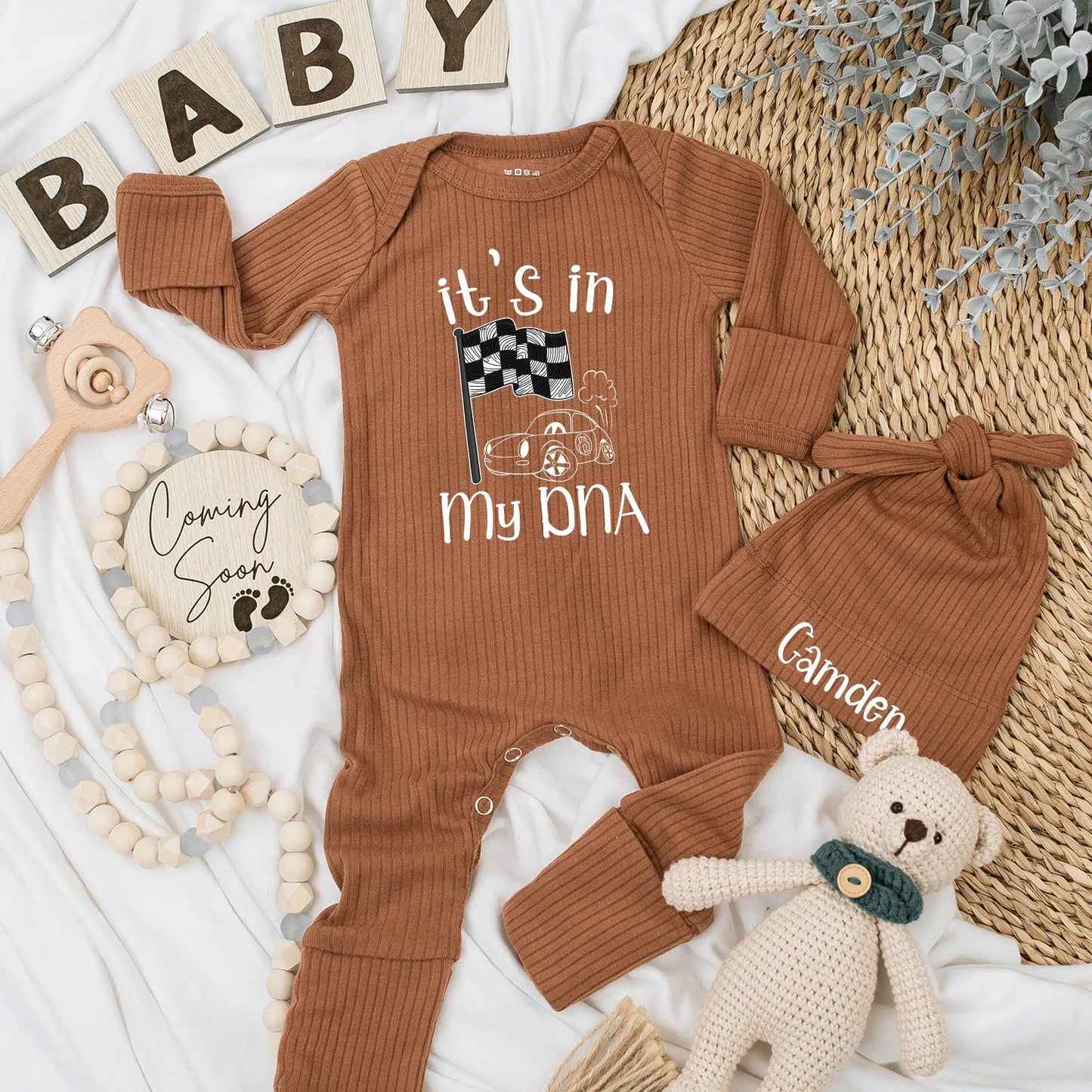 It's in My DNA Racing Baby Bodysuit - Personalized Race Car Newborn Outfit, Racer Baby Boy Clothes, Baby Shower Gift