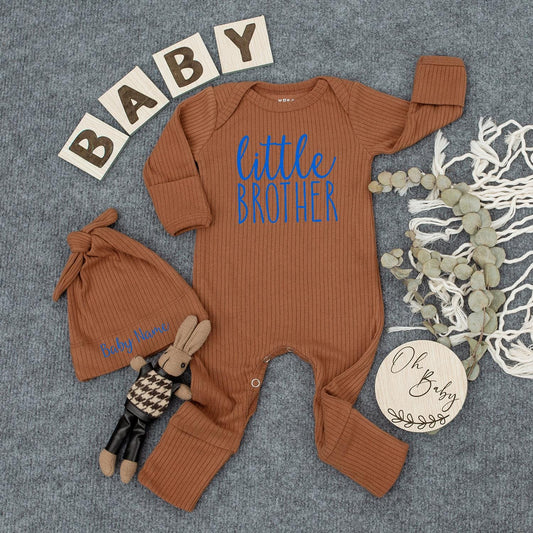 Personalized Adorable Little Brother Coming Home Outfit Soft Comfortable Baby Boy Bodysuit Jumpsuit Set Pregnancy Announcement Shower Gift Newborn Infant Apparel