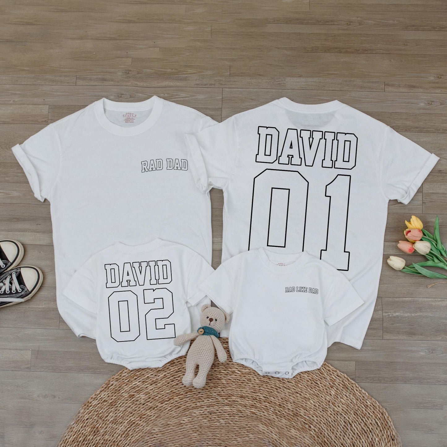 Custom Dad and Rad Family T-shirts - Any Name & Number, Personalized Father's Day Gift for Dad & Son, Comfortable Shirts