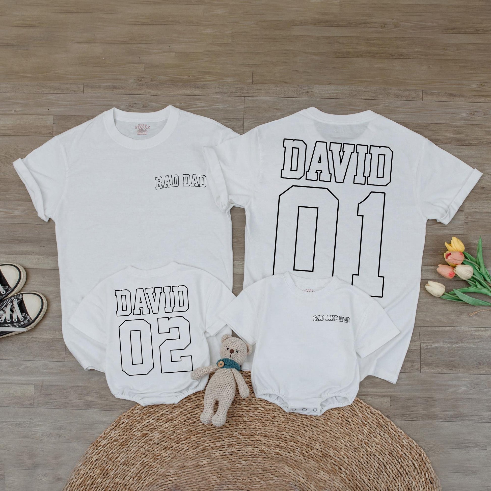 Custom Dad and Rad Family T-shirts - Any Name & Number, Personalized Father's Day Gift for Dad & Son, Comfortable Shirts