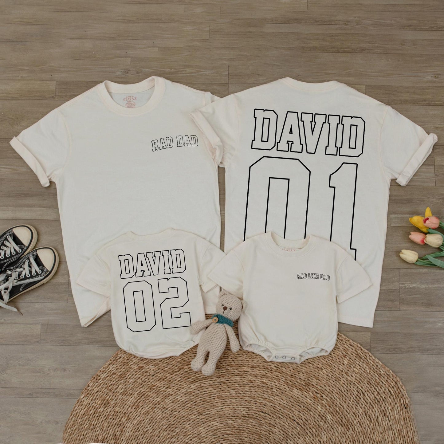 Custom Dad and Rad Family T-shirts - Any Name & Number, Personalized Father's Day Gift for Dad & Son, Comfortable Shirts