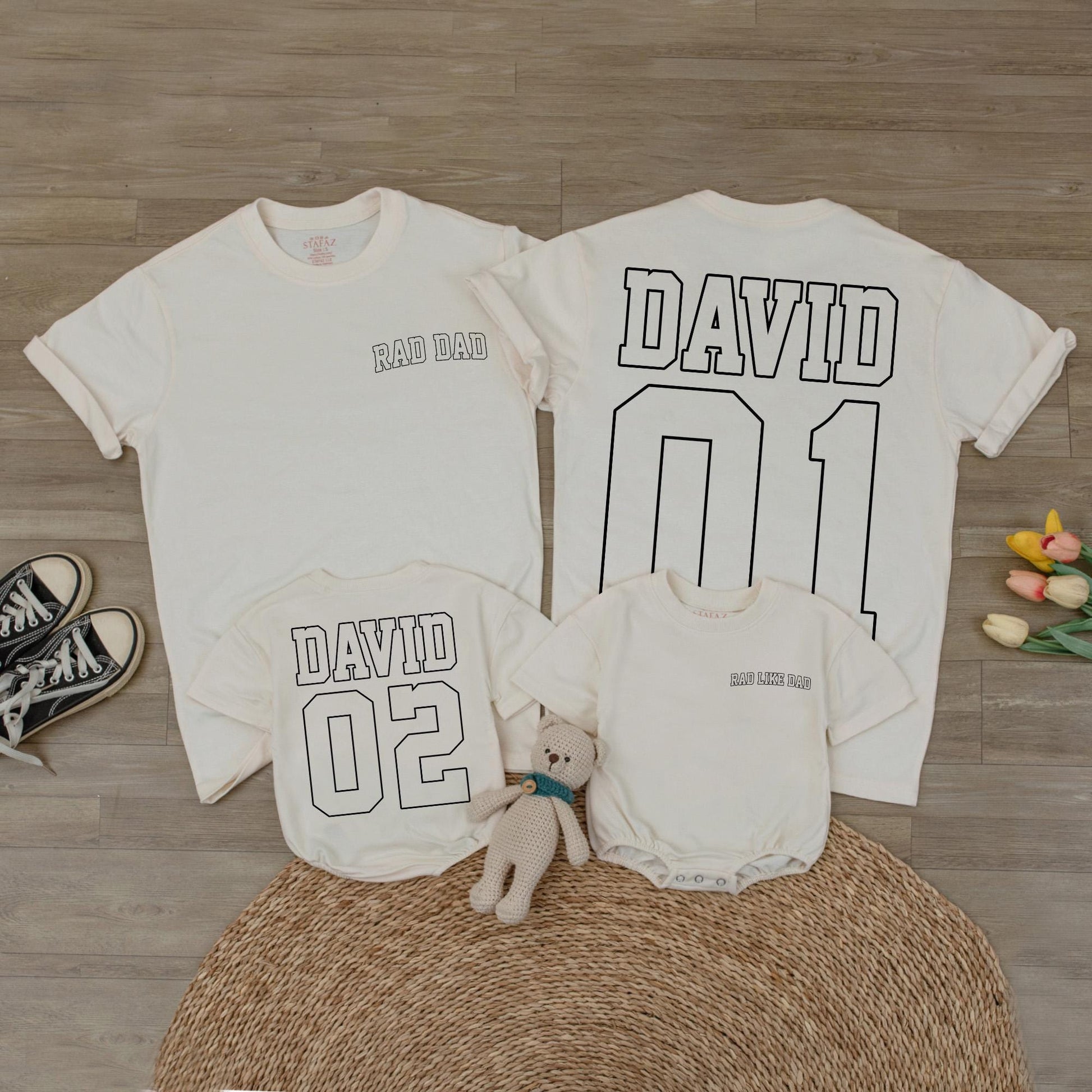 Custom Dad and Rad Family T-shirts - Any Name & Number, Personalized Father's Day Gift for Dad & Son, Comfortable Shirts