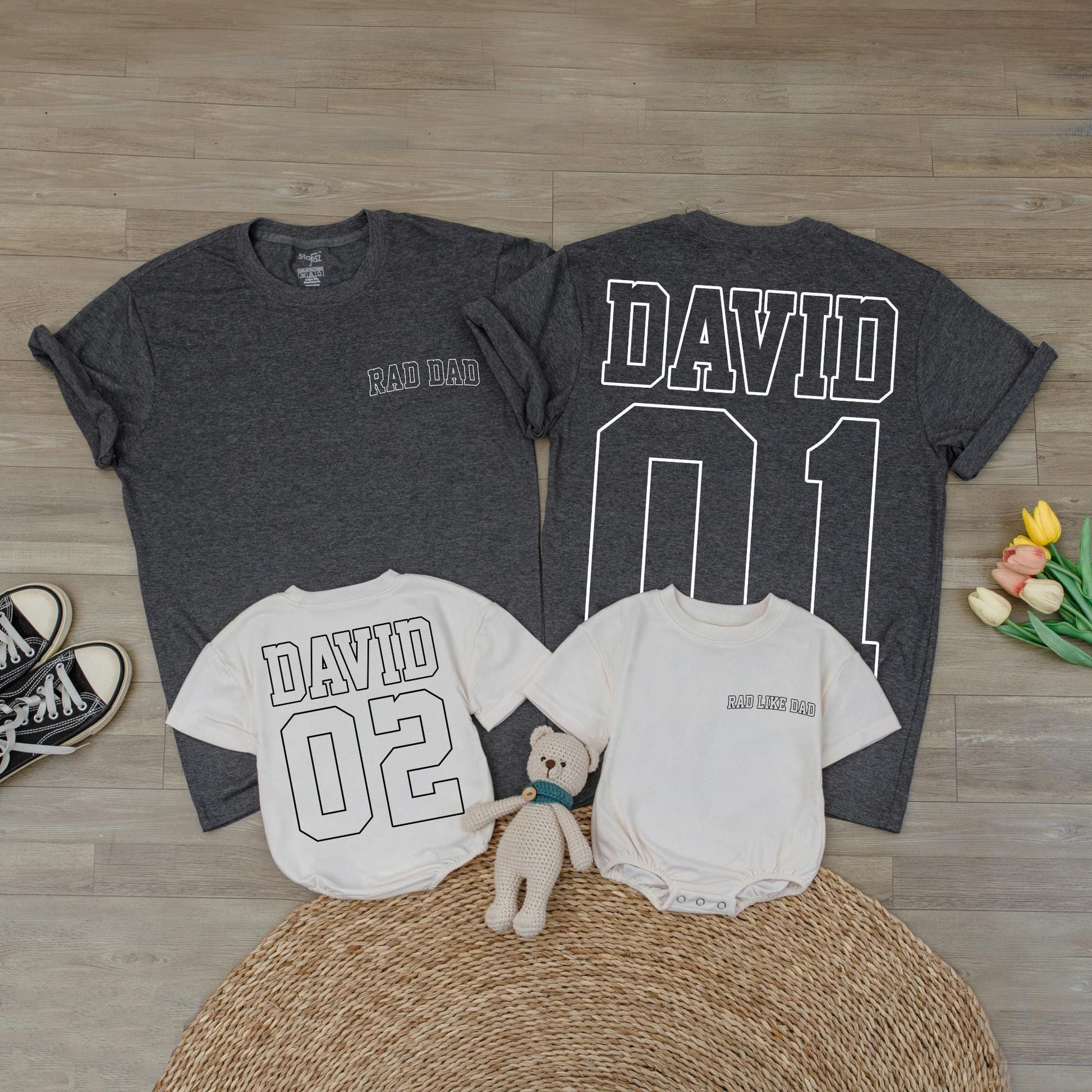 Custom Dad and Rad Family T-shirts - Any Name & Number, Personalized Father's Day Gift for Dad & Son, Comfortable Shirts