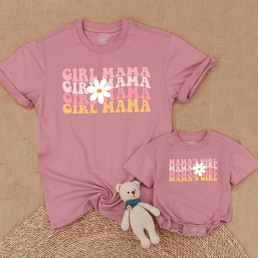 Matching Girl Mama & Mini Daisy Shirts, Floral Mommy and Me Outfits, Baby Bodysuit, Retro Mama's Girl Design, Gift
