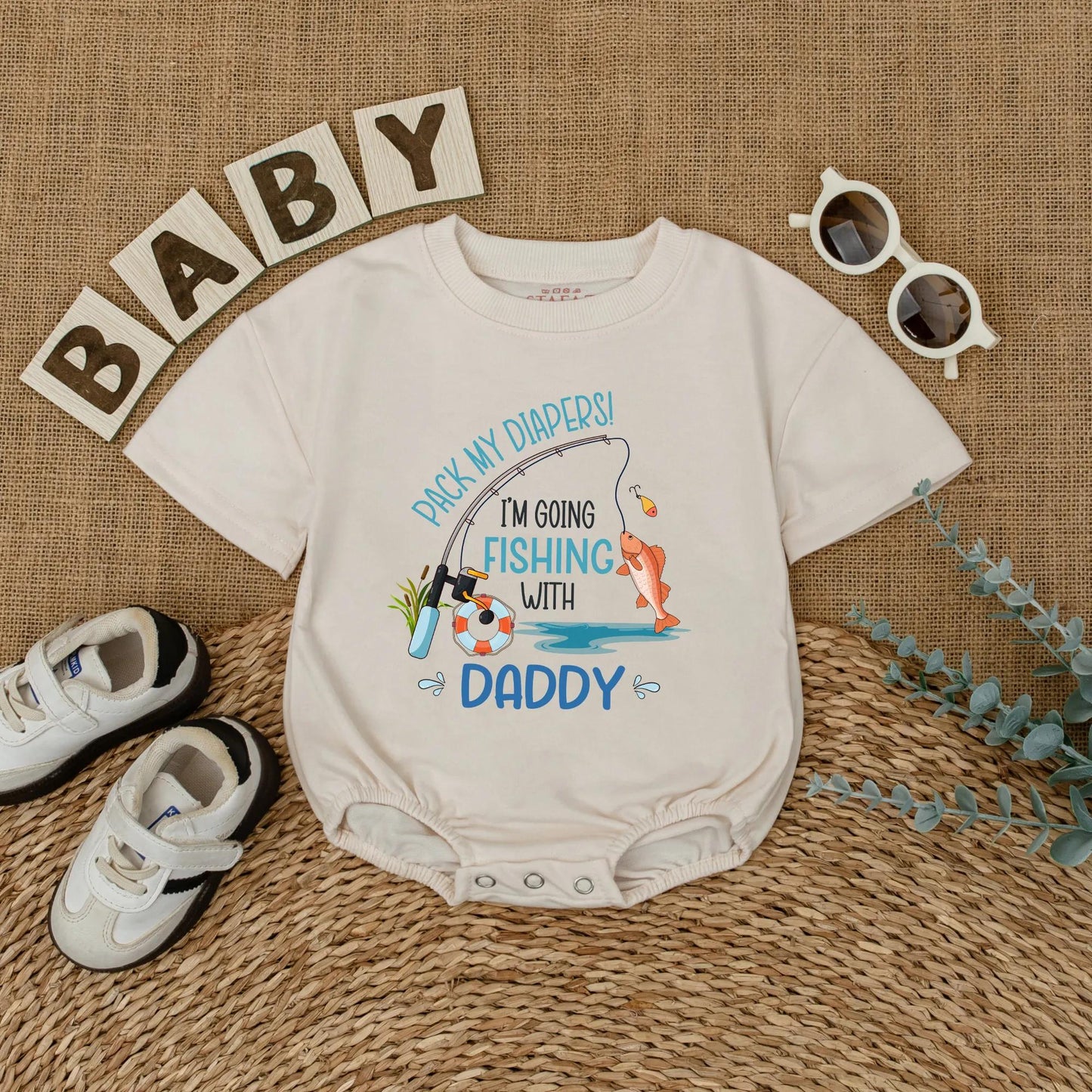 Pack My Diapers I'm Going Fishing With Daddy Baby Romper Cute Fishing Daddy and Me Outfit First Fishing Trip Baby Clothes