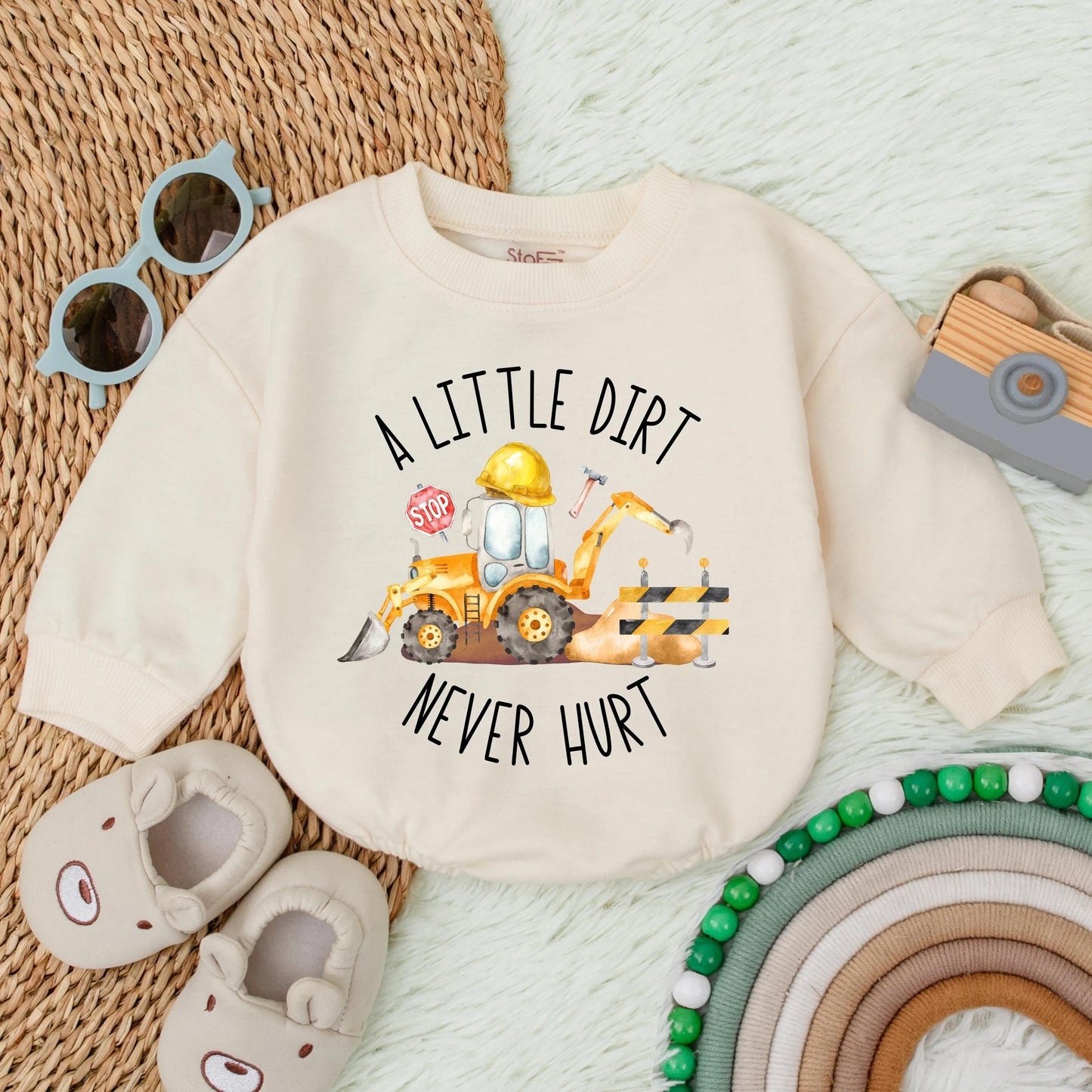Farm Baby Boy Bodysuit - 'A Little Dirt Never Hurt' Tractor Romper, Country Boy Clothes, Infant Gift, Baby Boy Outfit
