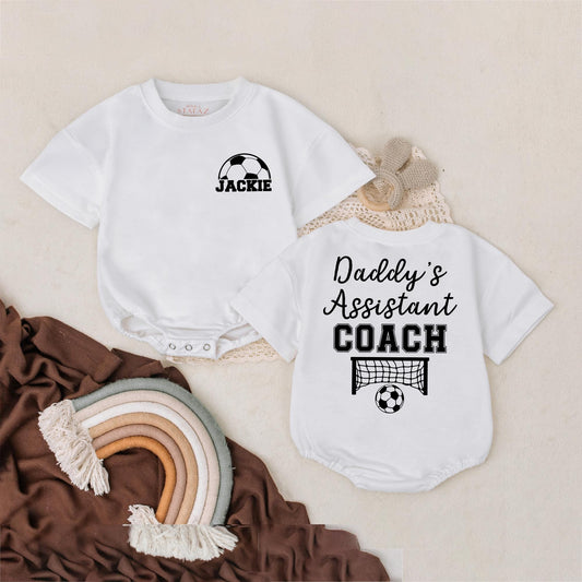 Custom Soccer Assistant Coach Baby Romper Daddy's Little Player Personalized Name Sports Outfit Father Son Matching Gift