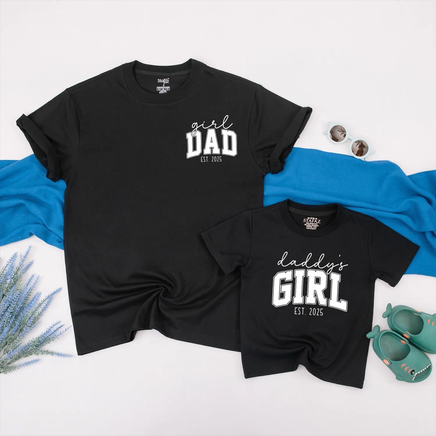 Girl Dad & Daddy's Girl Matching Outfits Est. 2025, First Father's Day Gift Set, Cute Father Daughter Tees, Baby Girl Dad Shirts, New Dad Outfit
