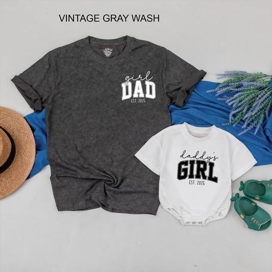 Girl Dad & Daddy's Girl Matching Outfits Est. 2025, First Father's Day Gift Set, Cute Father Daughter Tees, Baby Girl Dad Shirts, New Dad Outfit