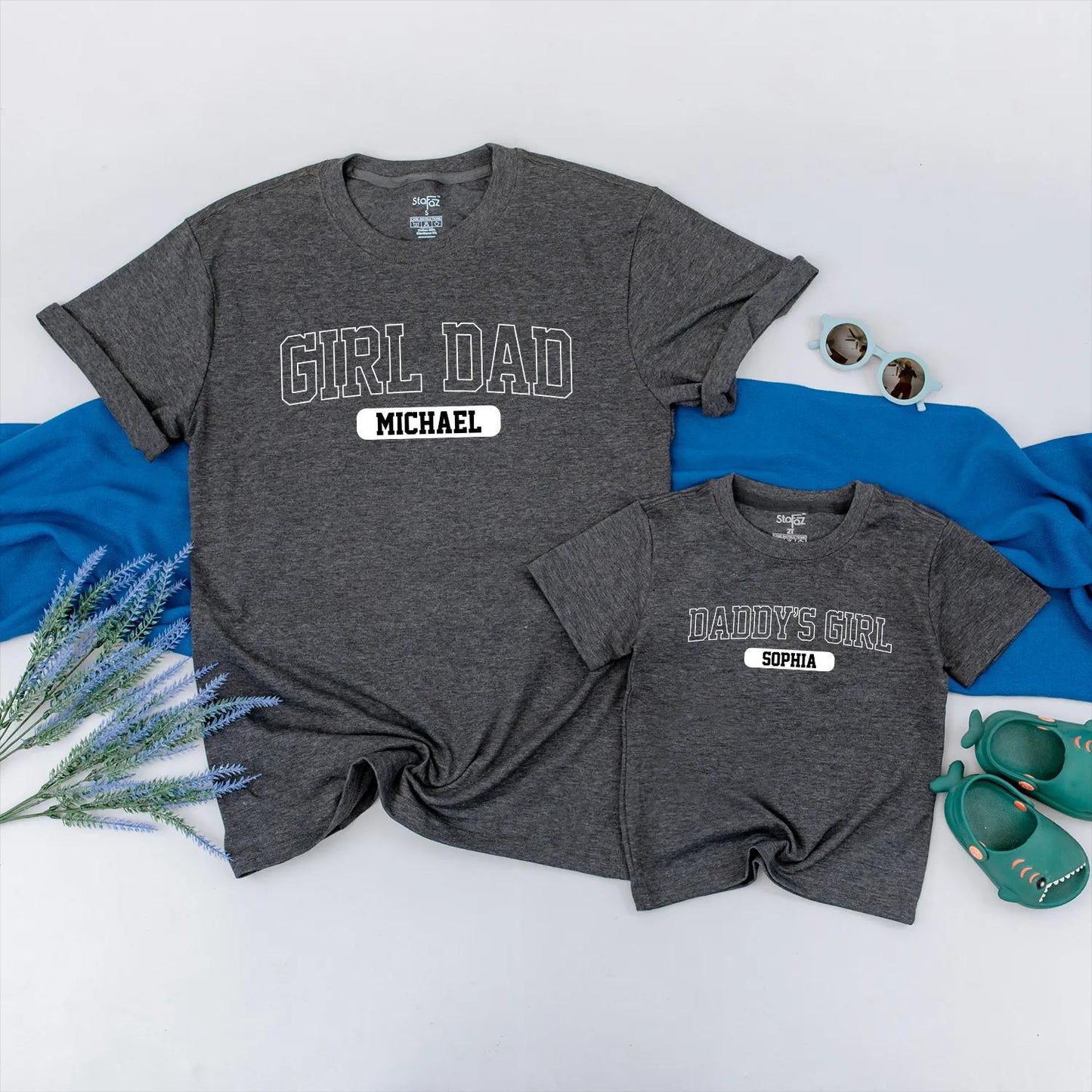 Personalized Daddy's Girl and Girl Dad Matching Outfits Father Daughter Set with Custom Names Modern Block Lettering Comfortable Baby Clothes New Dad Gift