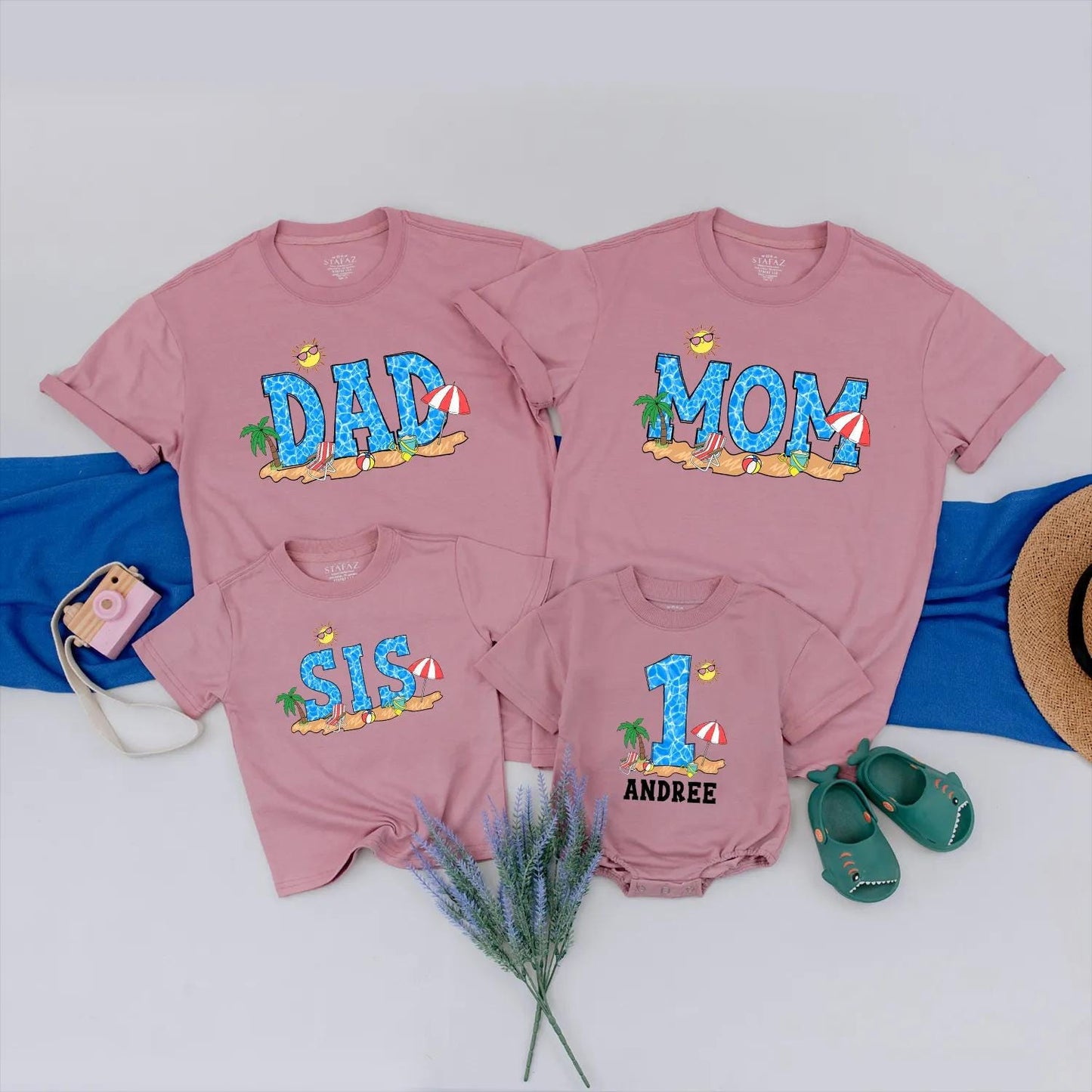 Personalized 1st Birthday Beach Party Shirt, Baby Boy or Girl Summer Outfit, Splash & Play, Fun Tropical Gift