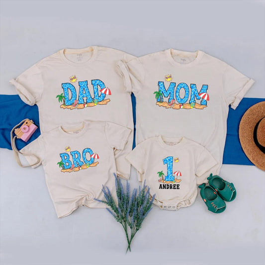 Personalized 1st Birthday Beach Party Shirt, Baby Boy or Girl Summer Outfit, Splash & Play, Fun Tropical Gift