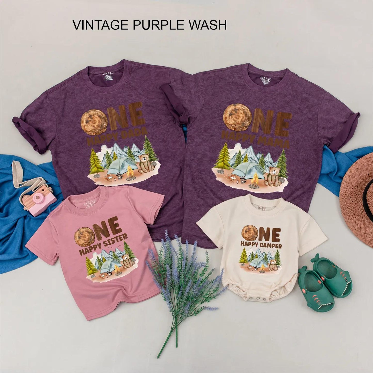 Matching Family Camping First Birthday Shirts, One Happy Camper Outfit, Personalized 1st Birthday Boy Tee, Custom Name, Camp Party Clothes