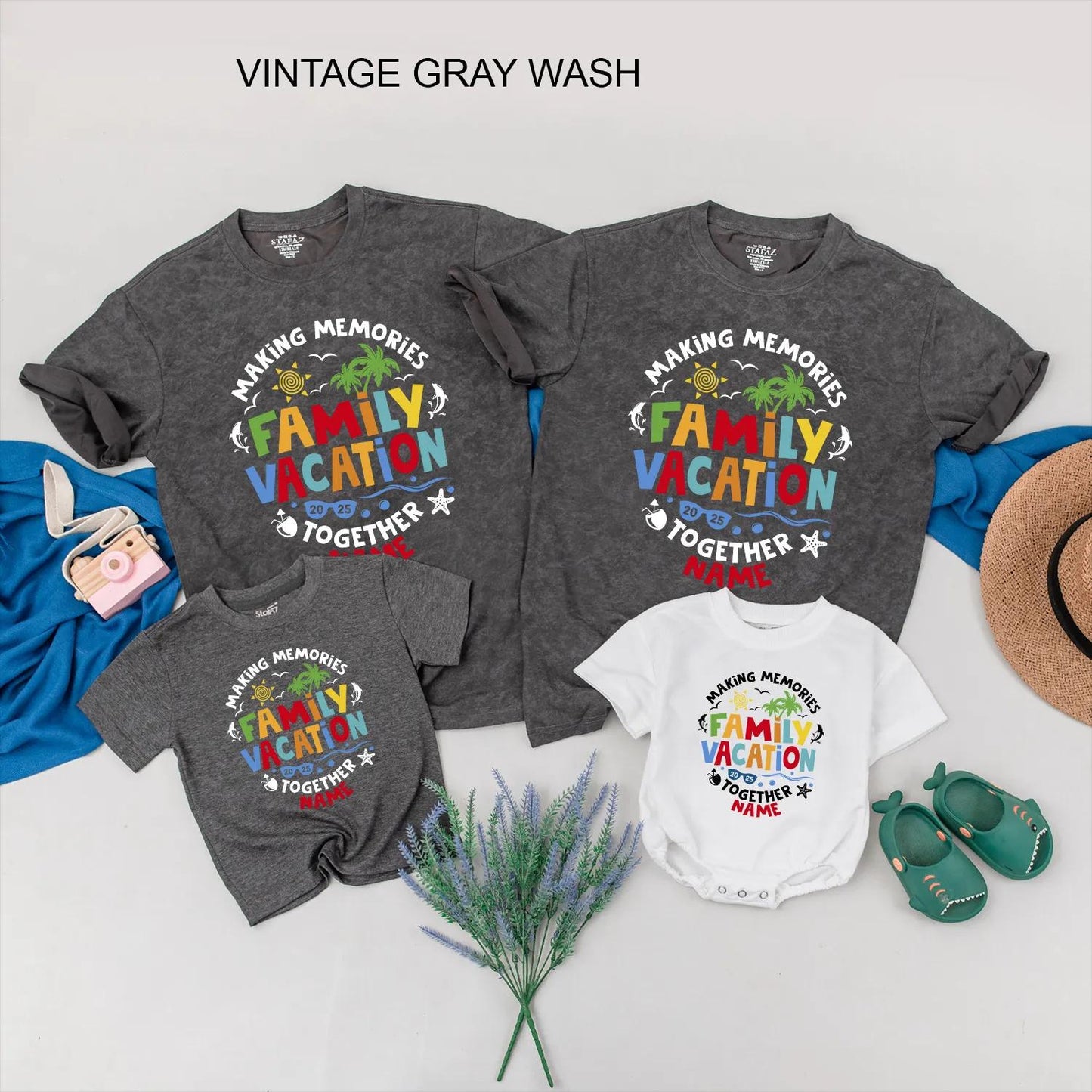 Matching Family Vacation 2025 Shirts, Personalized Beach Trip Outfits for Summer Holiday Memories, Custom Names Cotton Comfortable Set