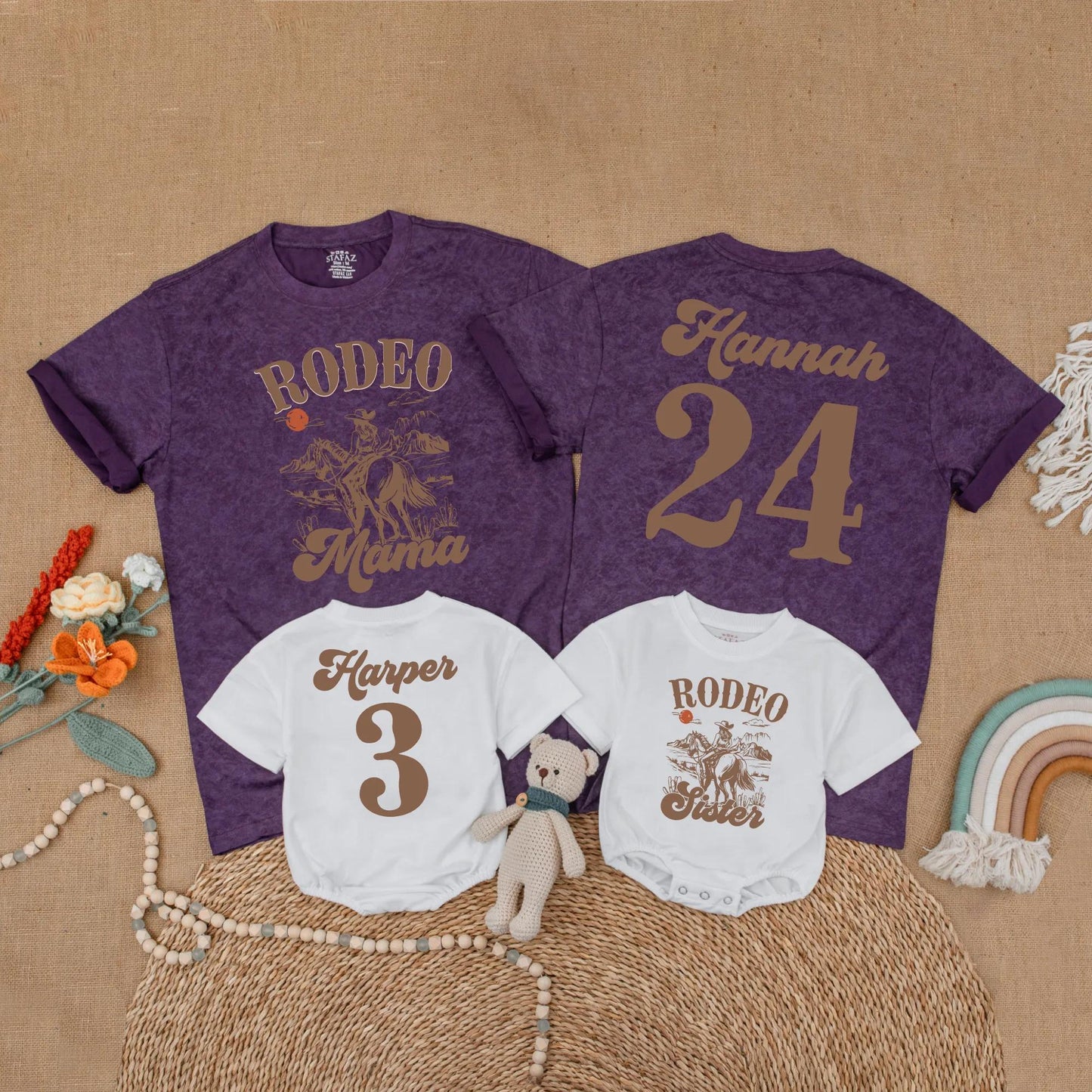 My First Rodeo Birthday Matching Family Shirts Western Theme Cowboy Cowgirl Outfit 1st Birthday Party Mom & Me