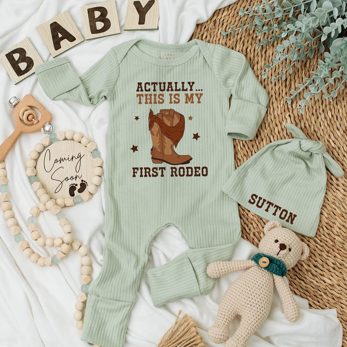 My First Rodeo Baby Bodysuit Cute Cowboy Boot Outfit Funny Western Newborn Clothes 1st Rodeo Shower Gift Rustic Brown Star Design Soft Cotton Romper 139
