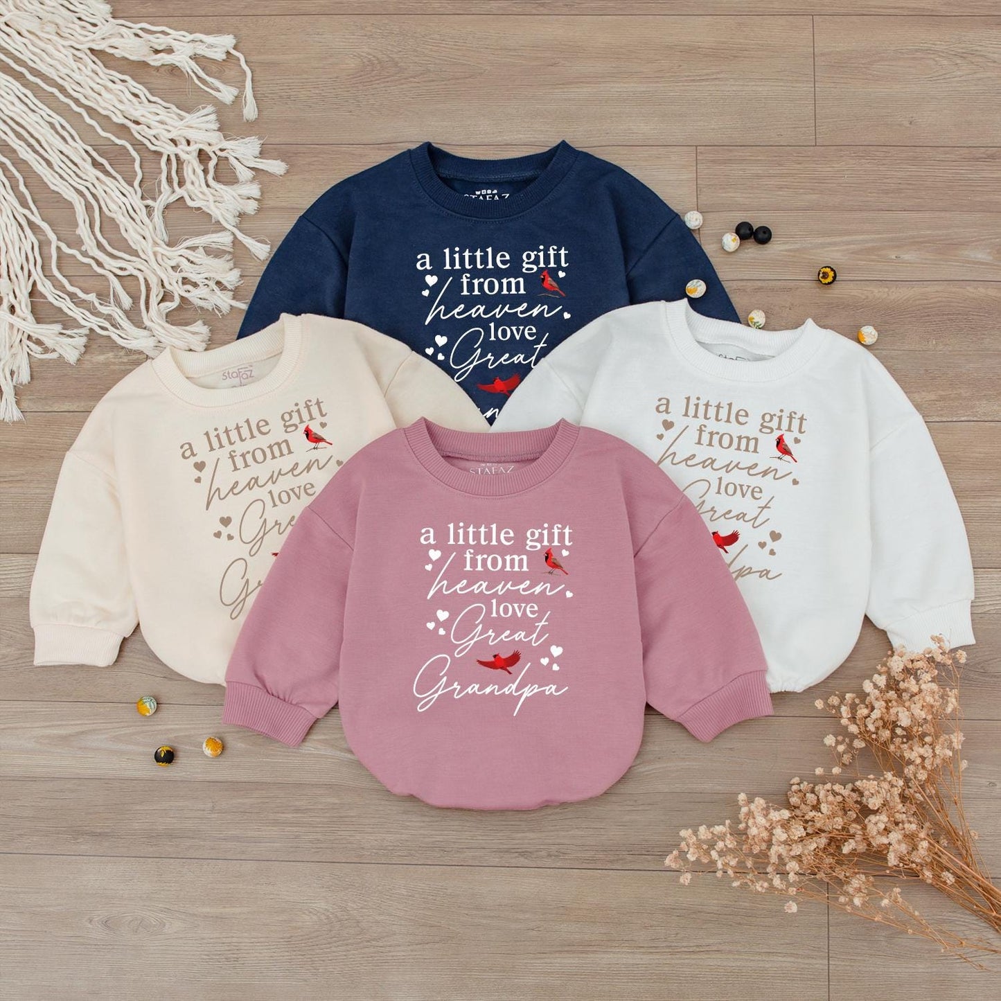 Personalized 'A Little Gift From Heaven Love Grandma' Baby Outfit Newborn Boy Coming Home Bodysuit Pregnancy Reveal Keepsake Shower Gift