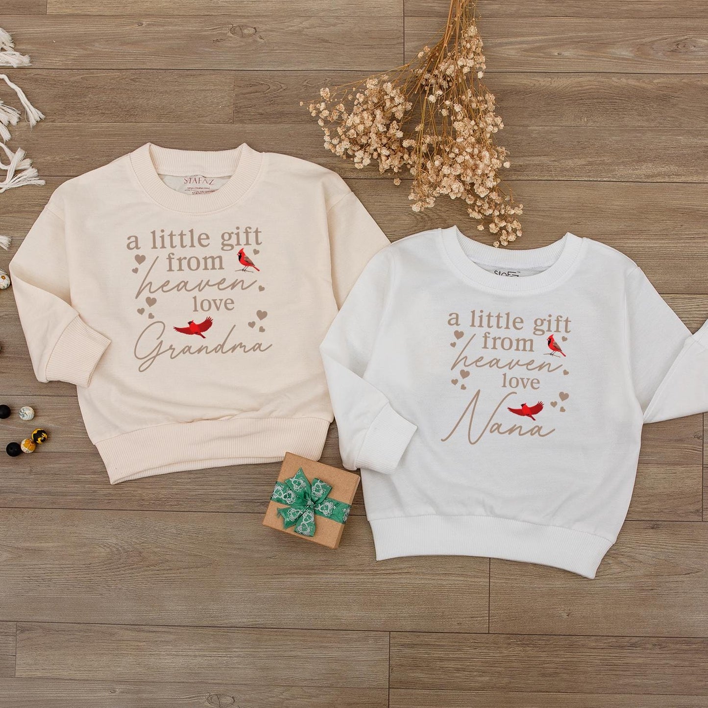 Personalized 'A Little Gift From Heaven Love Grandma' Baby Outfit Newborn Boy Coming Home Bodysuit Pregnancy Reveal Keepsake Shower Gift