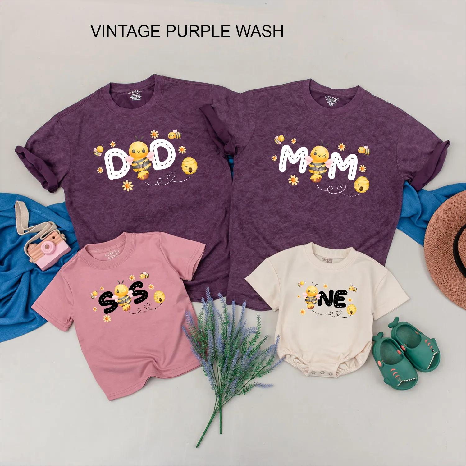 Sweet One Bee Family Matching Shirts, Cute Bumble Bee 1st Birthday Outfit, Personalized Baby Romper, First Birthday Gift, Soft Cotton Party Clothes