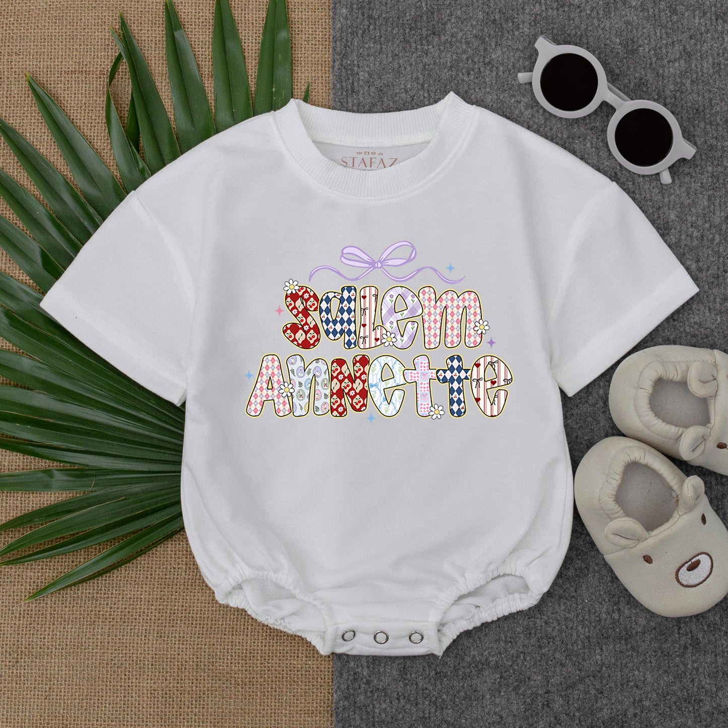 Custom Baby Girl Floral Romper Vintage Flower Design Personalized Bubble Bodysuit Birthday Outfit Baby Shower Gift Infant Clothes