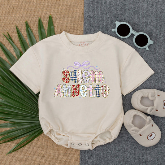 Custom Baby Girl Floral Romper Vintage Flower Design Personalized Bubble Bodysuit Birthday Outfit Baby Shower Gift Infant Clothes