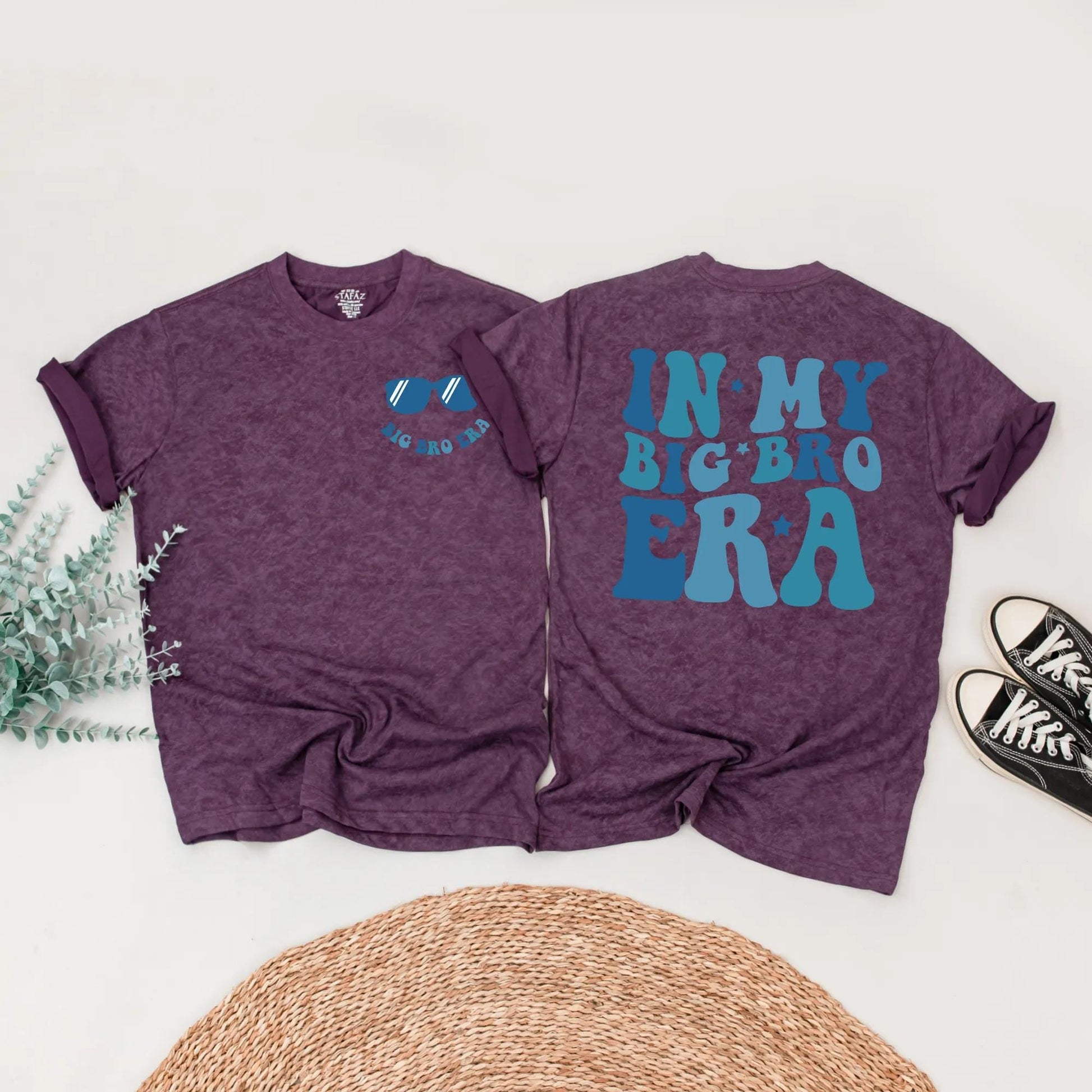 In My Big Bro Era Lil Bro Era Matching Sibling Shirts Cute Retro Blue Toddler Baby Announcement Gift Outfit