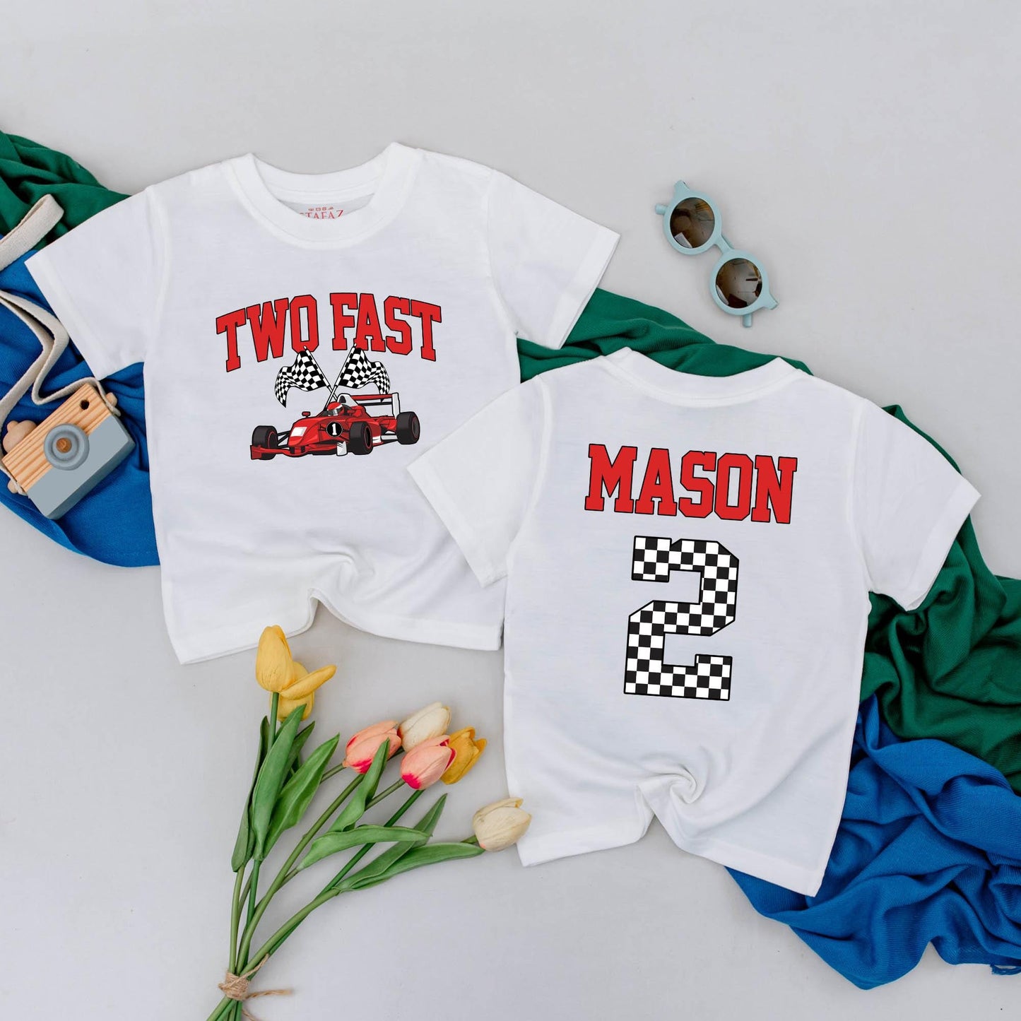 Two Fast Race Car Birthday Boy Shirt Personalized 2nd Birthday Toddler Tee Two Year Old Party Outfit Gift Idea
