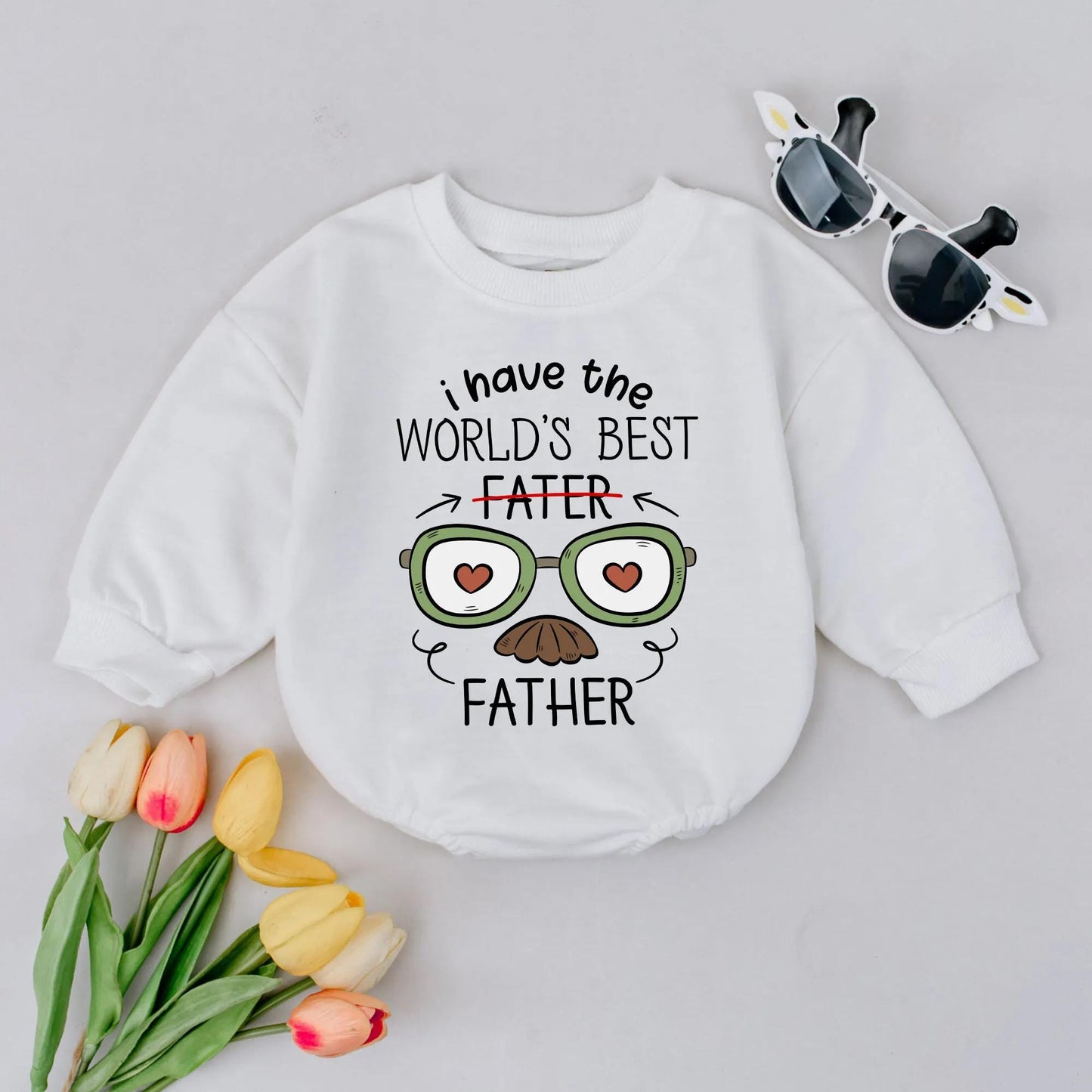 World's Best Dad Baby Bubble Romper - Funny Father's Day Gift, Cute Baby Boy Outfit for Dad, First Fathers Day Toddler Bodysuit