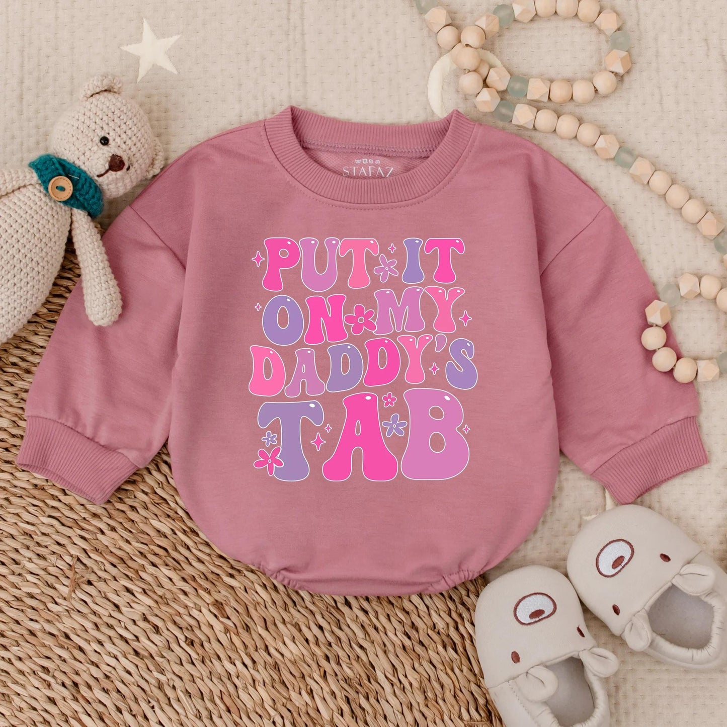 Daddy's Tab Baby Romper, Funny Father's Day Gift for New Dad, Newborn Outfit, Baby Girl Toddler Gift, Comfy Cotton