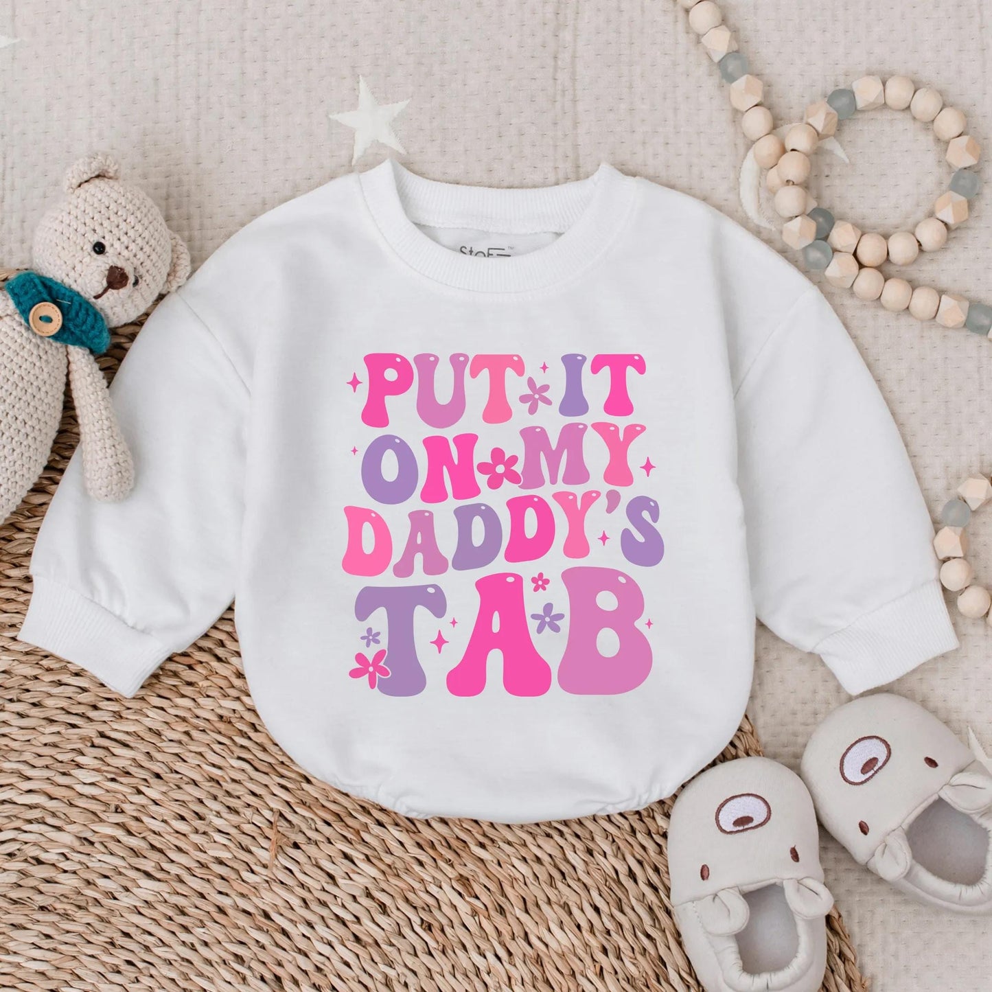 Daddy's Tab Baby Romper, Funny Father's Day Gift for New Dad, Newborn Outfit, Baby Girl Toddler Gift, Comfy Cotton