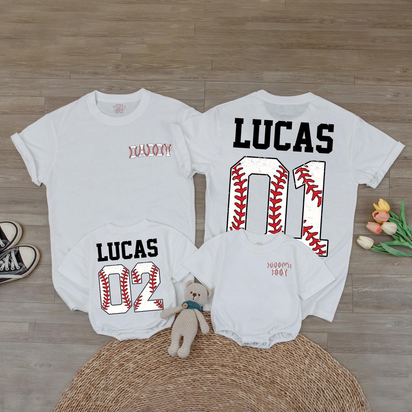 Personalized Dad and Kids Matching Last Name Shirt Custom Family Baseball Dad Tee Father Son Daughter Gift