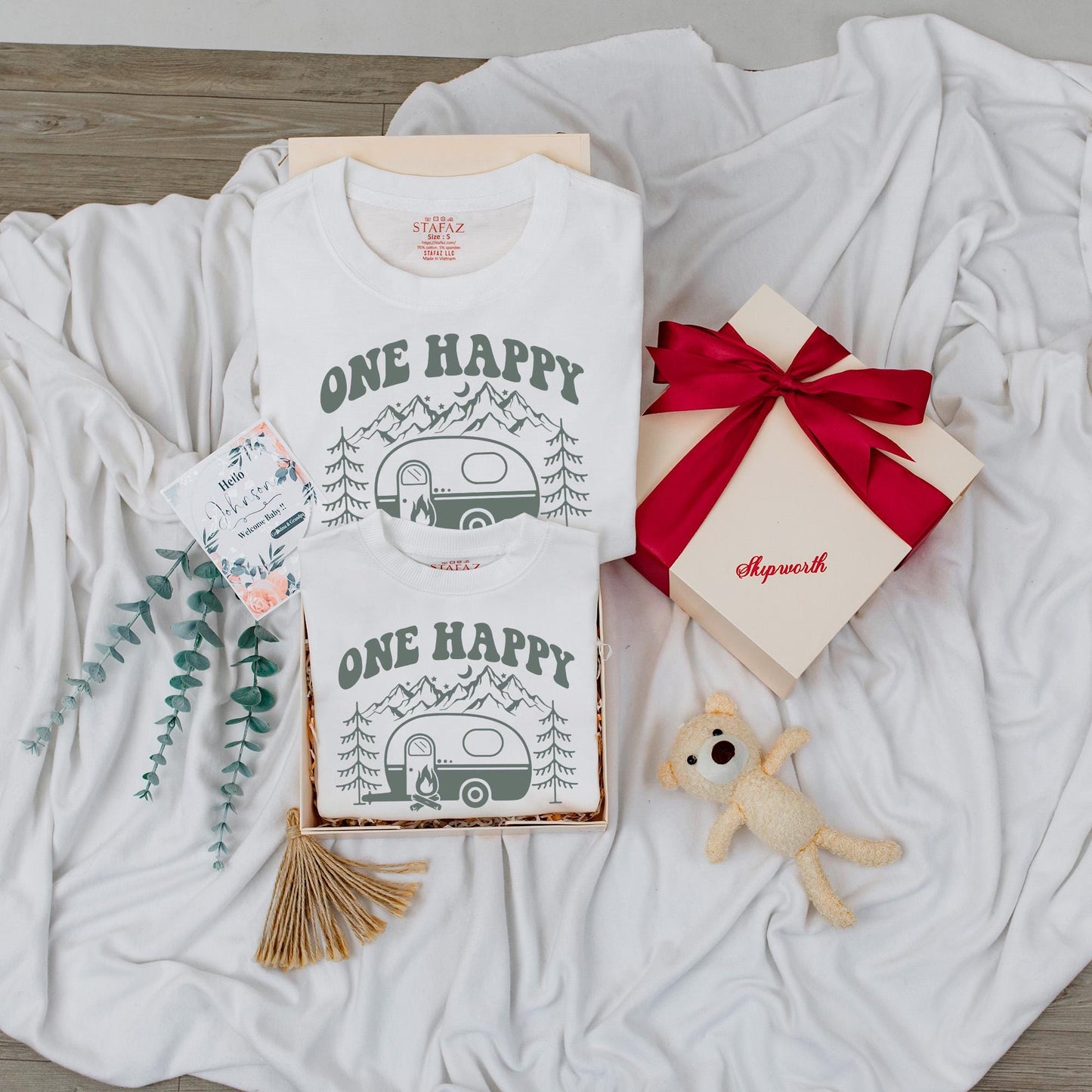 One Happy Camper 1st Birthday Shirt Matching Family Tees Camp Outfit Baby Toddler Boy Girl First Birthday Party Camp Mommy and Me