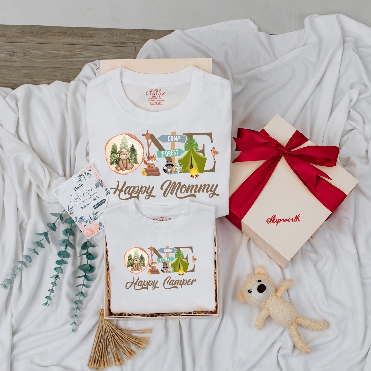 One Happy Camper First Birthday Shirt Toddler Camping Outfit Matching Family Tees Mommy and Me
