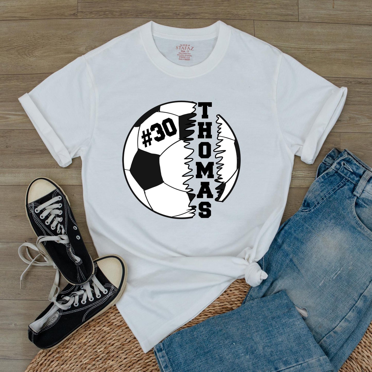 Custom Soccer Shirt with Name & Number for Soccer Moms & Players, Personalized Gift Tee, Sport Fan Apparel, Comfortable Cotton