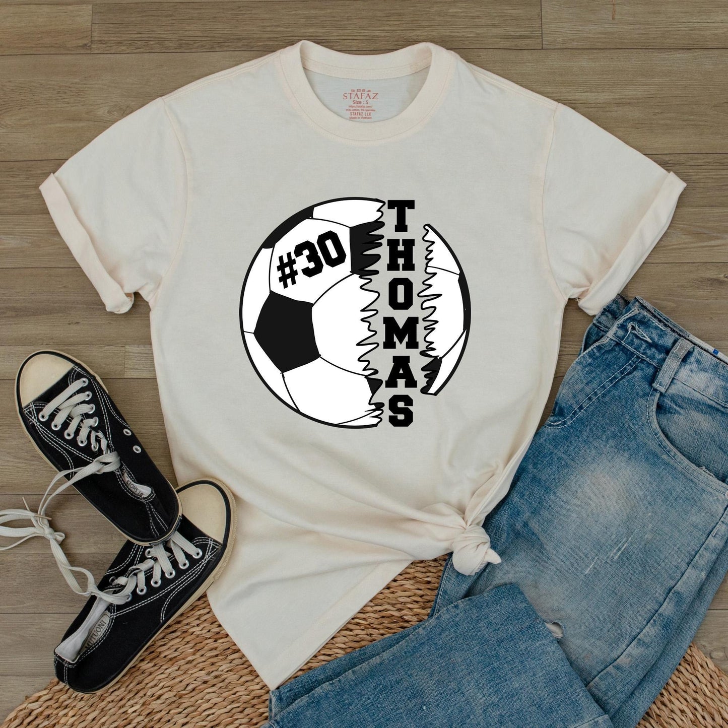 Custom Soccer Shirt with Name & Number for Soccer Moms & Players, Personalized Gift Tee, Sport Fan Apparel, Comfortable Cotton