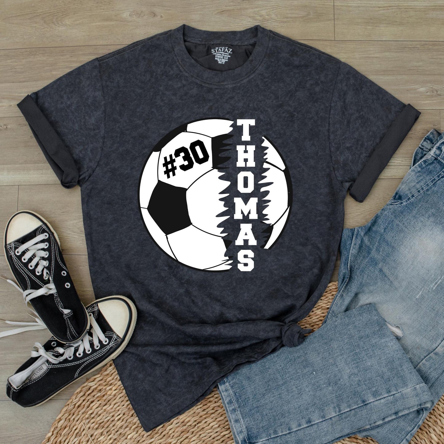 Custom Soccer Shirt with Name & Number for Soccer Moms & Players, Personalized Gift Tee, Sport Fan Apparel, Comfortable Cotton