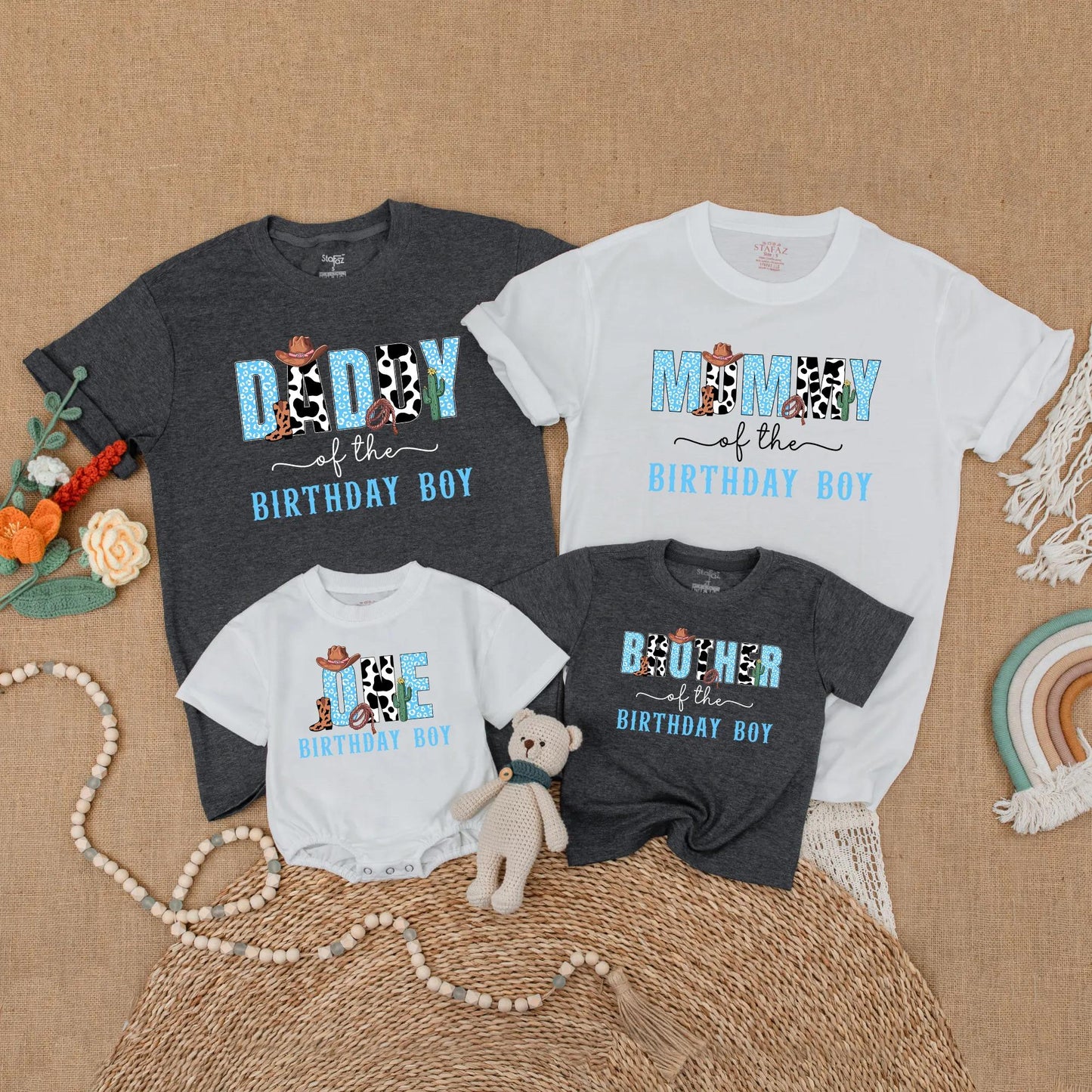 Cowboy Birthday Matching Family Shirts My First Rodeo Western Birthday Outfit Dad Mom Rodeo Theme Gift