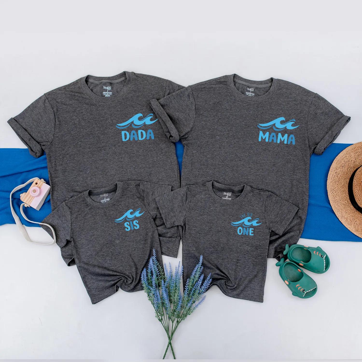 The Big One First Birthday Matching Family Shirts Surf's Up Summer Beach Tees Custom Wave Themed Outfit