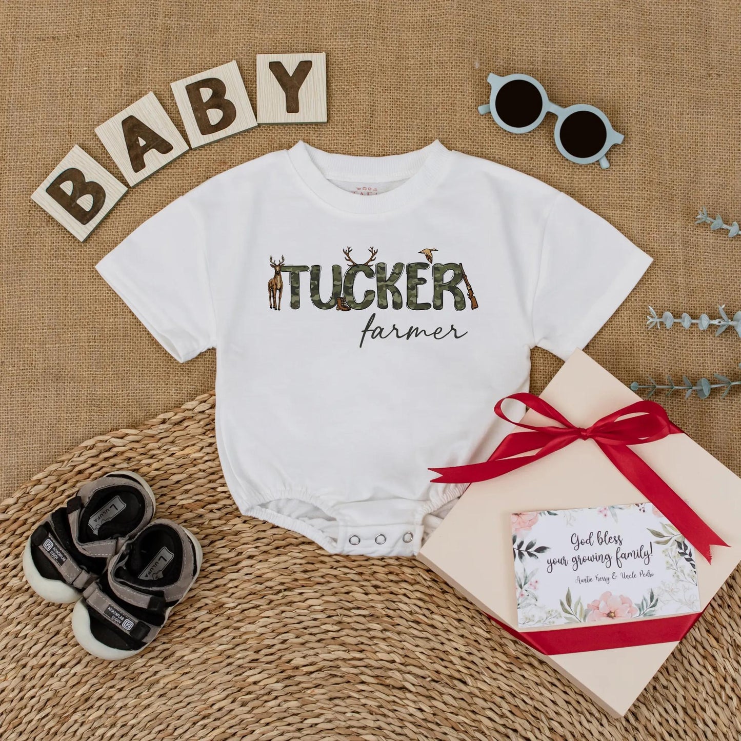 Custom Mallard Duck Camo Baby Romper Personalized 1st Birthday Outfit for Baby Boys Hunting Lover Gift