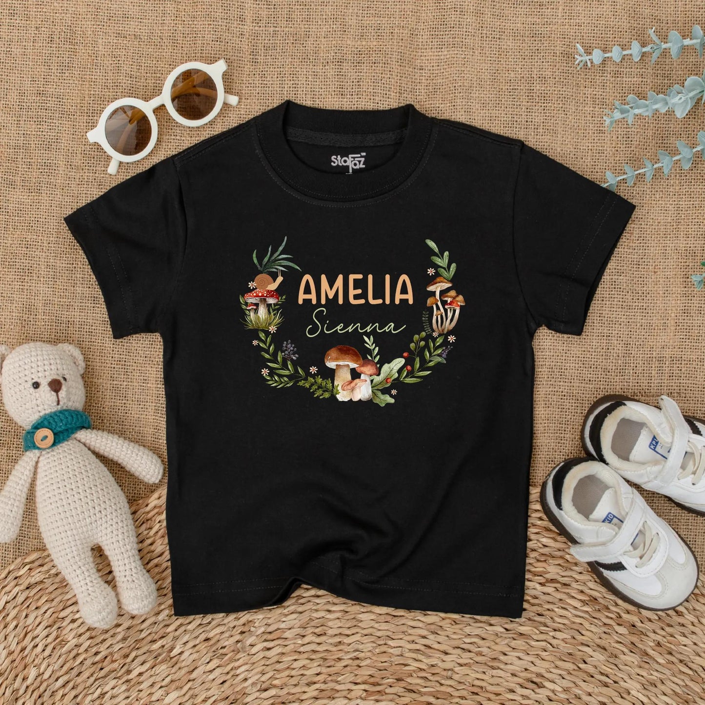 Custom Mushroom Baby Romper Personalized Woodland Forest Name Bodysuit Nature Baby Outfit Cute Gift