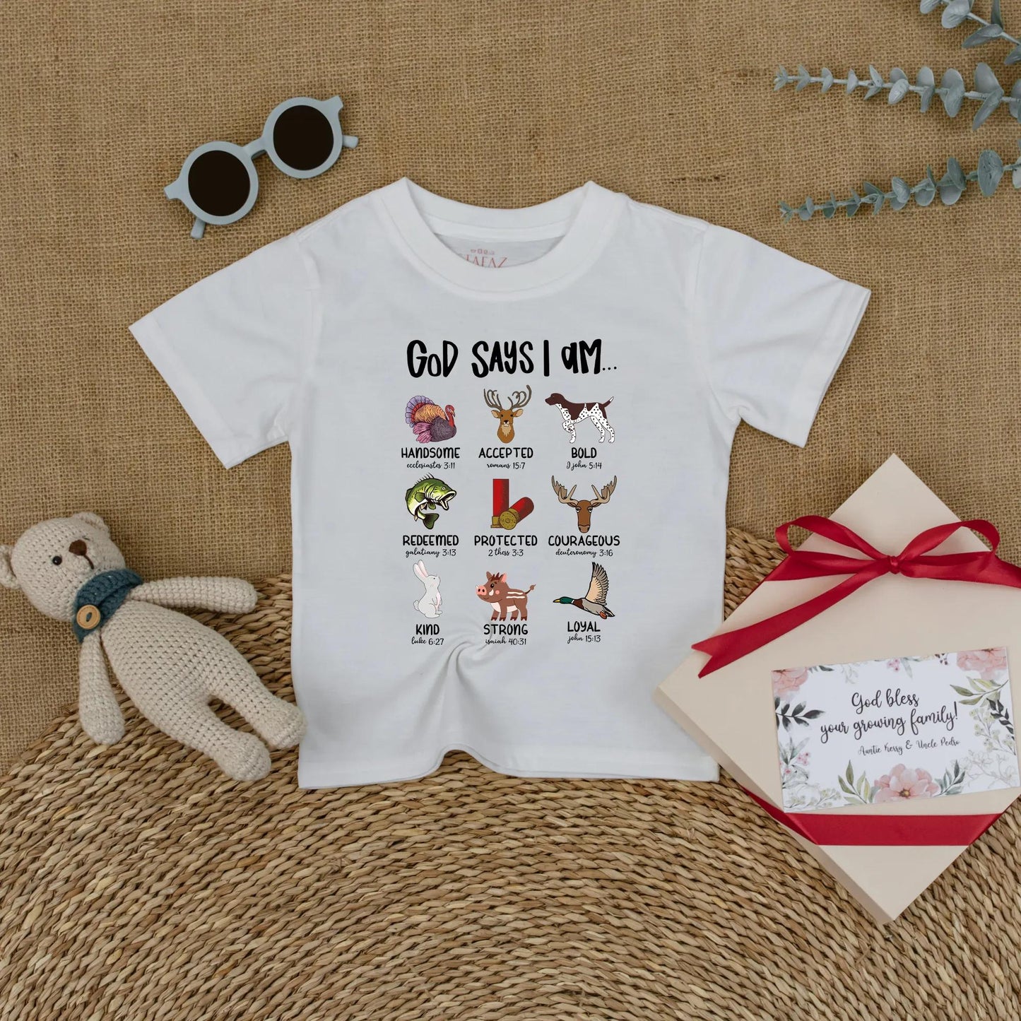 God Says I Am Hunting Baby Romper Outdoor Christian Boy Outfit Mallard Duck Religious Gift for Newborn