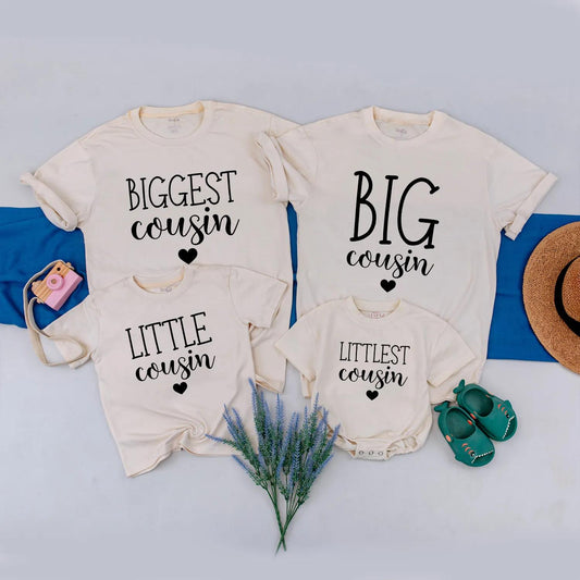 Matching Cousin Shirts: Big & Little Cousin Outfit Set, New Baby Announcement, Custom Family Clothes Gift for Cousins