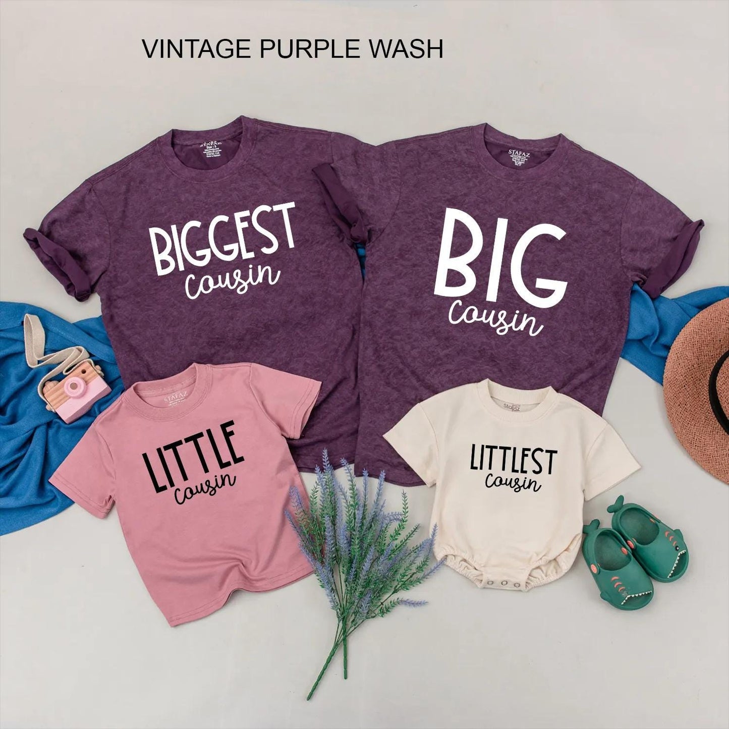 Matching Cousin Crew Shirts, 'Littlest Cousin' Coming Soon! Personalized Family Reveal Gift, Block Font, Cotton, Cute Announcement Idea