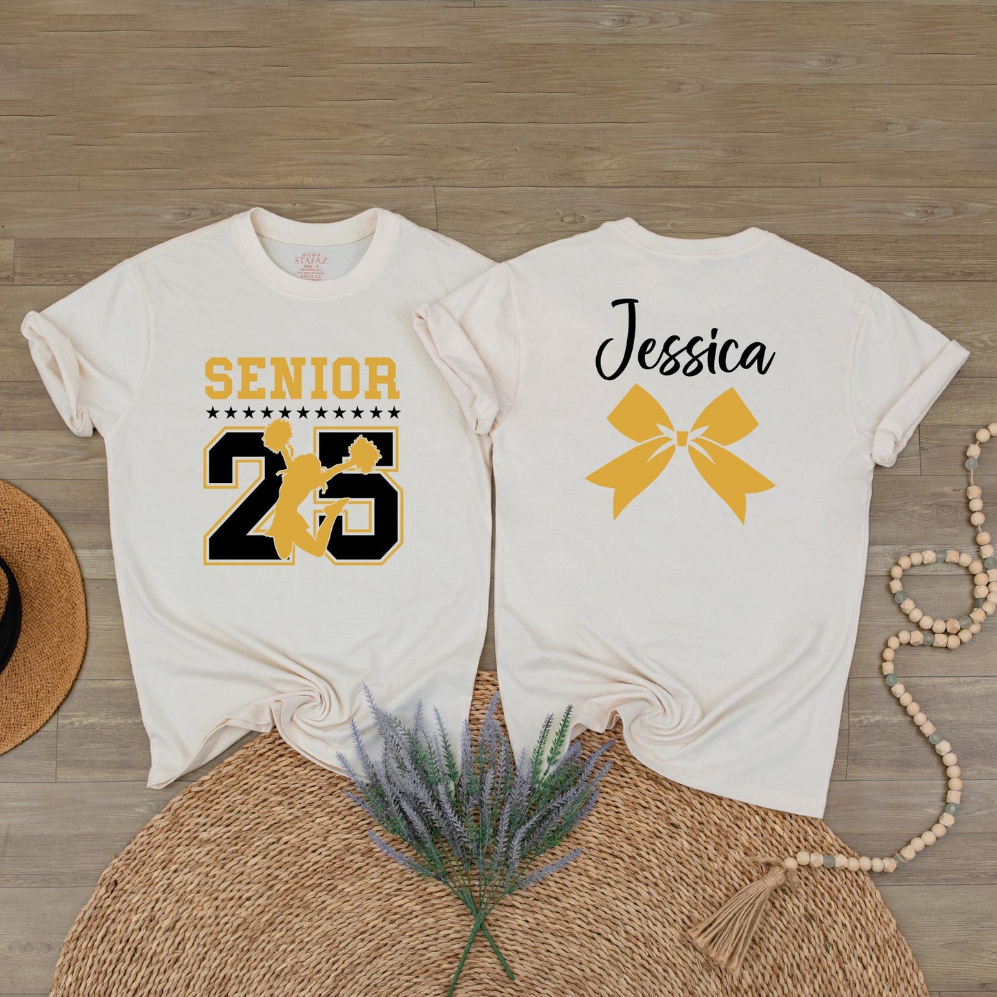 Custom Senior Cheer Shirt Personalized Graduation Year Name 2025 Cheerleader Gift