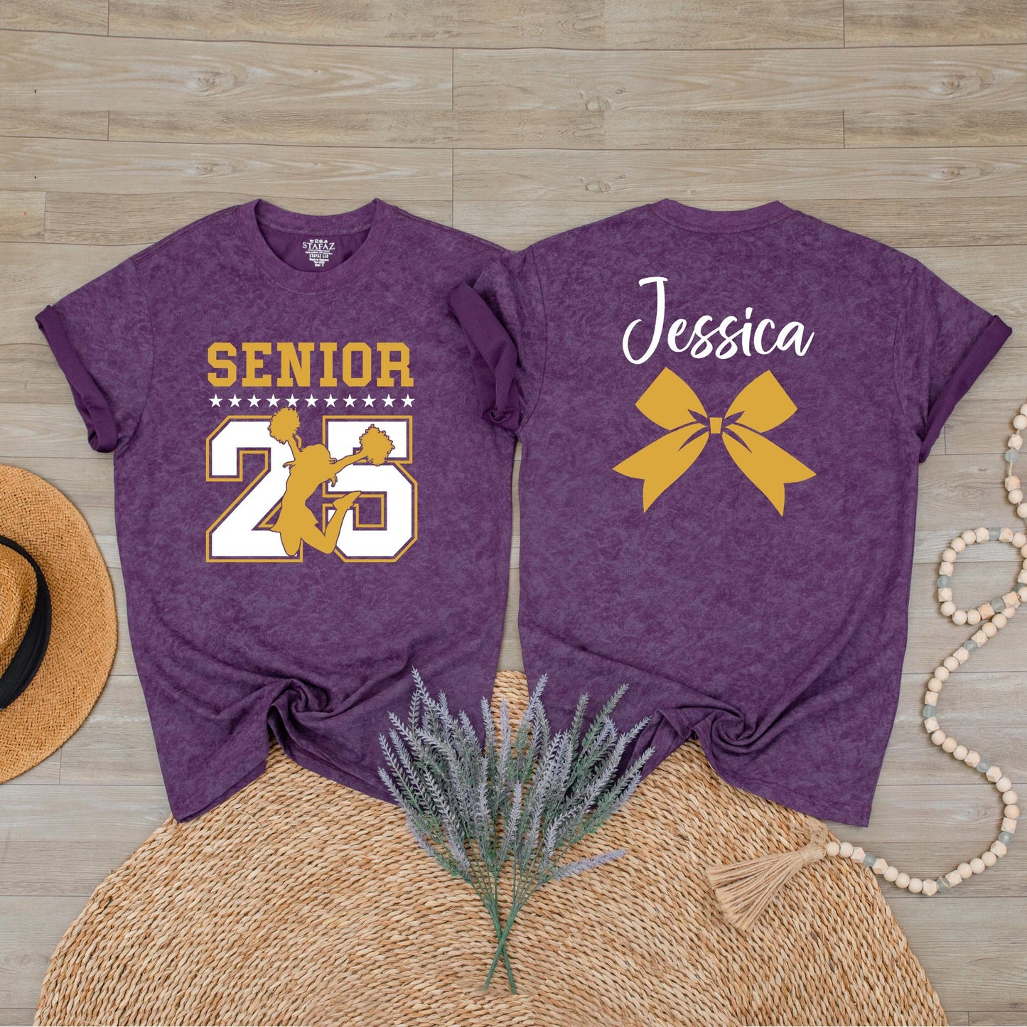 Custom Senior Cheer Shirt Personalized Graduation Year Name 2025 Cheerleader Gift