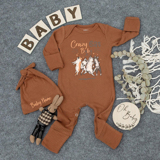 Crazy Cat Mama Baby Coming Home Outfit Personalized Gender Neutral Girl Welcome Home Outfit Baby Shower Gift Hipster Newborn