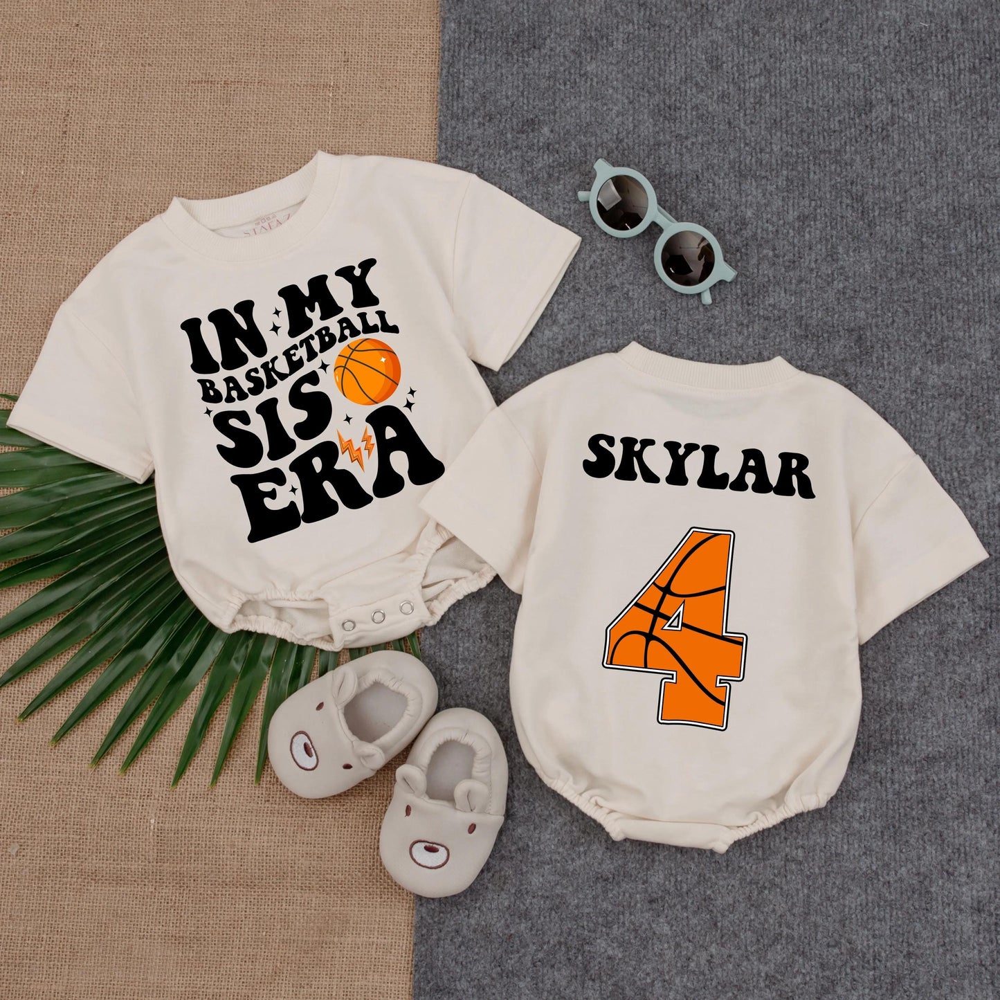 Basketball Sister Era Bubble Romper Game Day Baby Outfit Short Sleeve Newborn Gameday Clothes