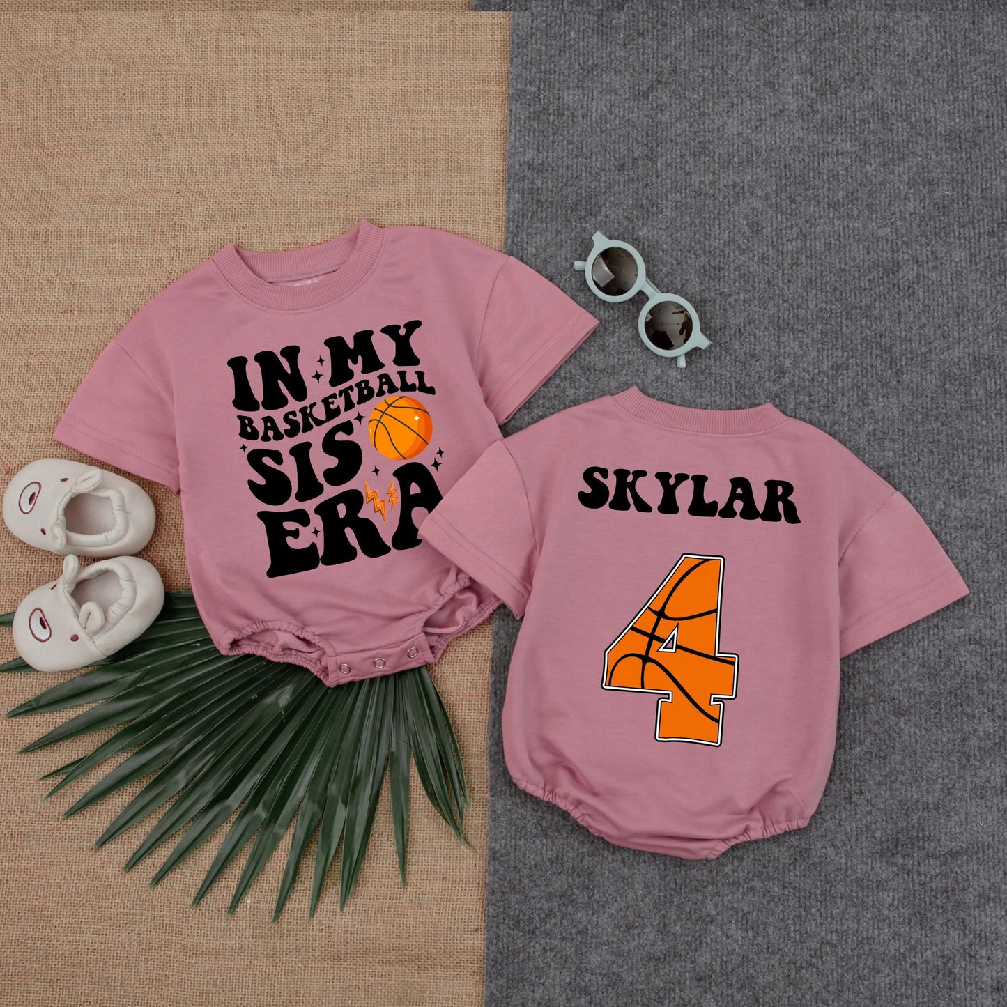 Basketball Sister Era Bubble Romper Game Day Baby Outfit Short Sleeve Newborn Gameday Clothes