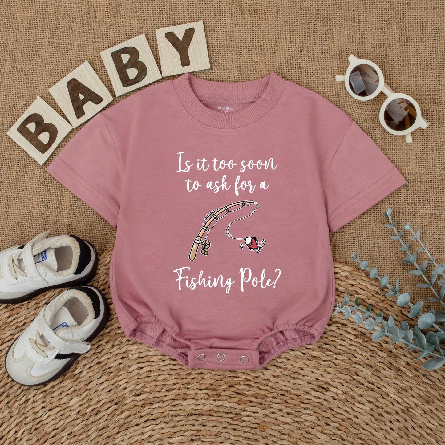 Is It Too Soon To Ask For A Fishing Pole Baby Romper Cute Fishing Bodysuit Pregnancy Announcement Gift for Baby Boy or Girl Outdoors
