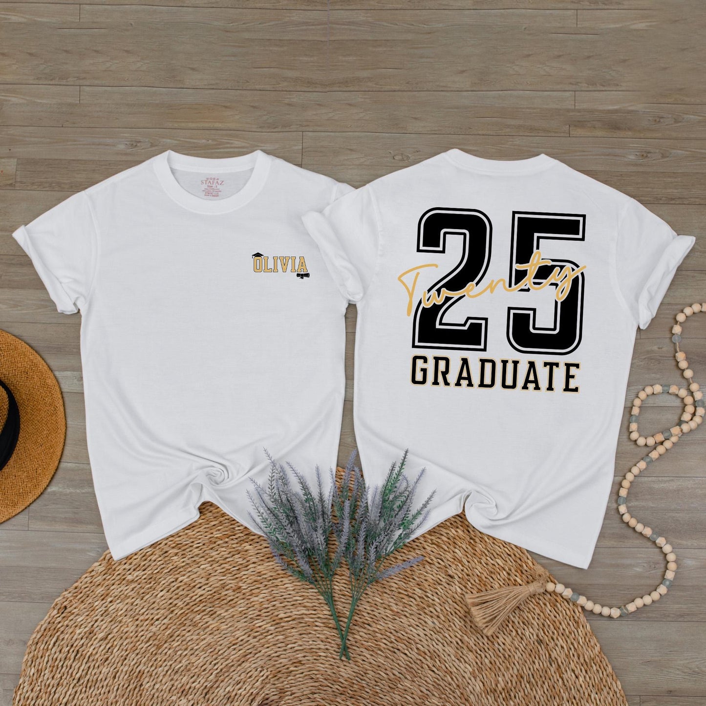 Custom Name Class of 2025 Graduation T-Shirt Personalized Senior Graduate Tee High School College Graduate Gift